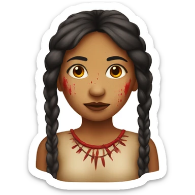 indigenous woman with red stain on her face sticker