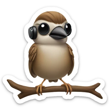 sparrow listening to music sticker