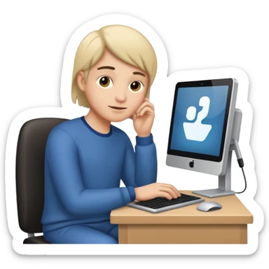 trabajando en la computadora sticker