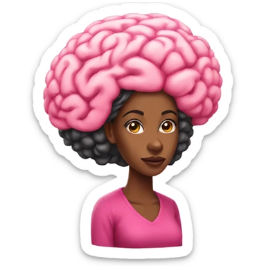 black woman with a huge pink brain sticker