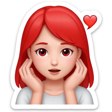 Girl hear red sticker