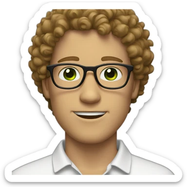 White guy with glasses green eyes and curly hair sticker