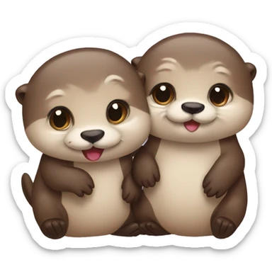 Two cute otters best friends sticker
