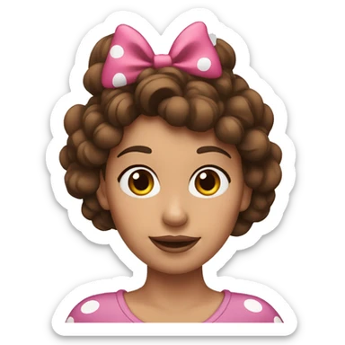 Woman with brown hair and Minnie Mouse ears sticker