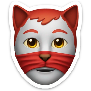 The red mask above the cat's head sticker