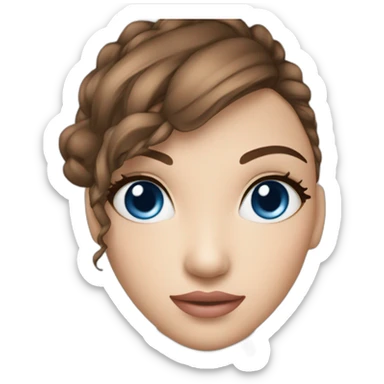 Fille peau claire yeux bleus brune cheveux long sticker