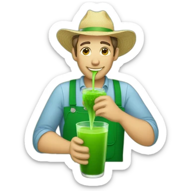 Male farmer drinking green juice sticker
