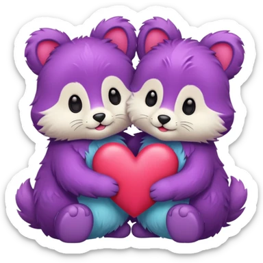 cute animals in love with hearts sticker