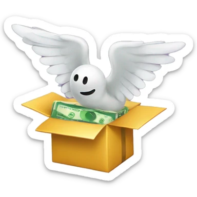 add the wings of the "money with wings" emoji to the "wrapped gift" emoji so it looks like the gift has wings sticker