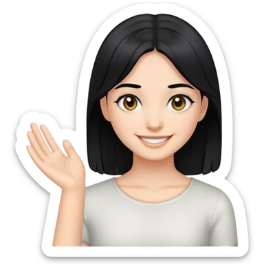 smiling girl with black hair and black eyes sticker