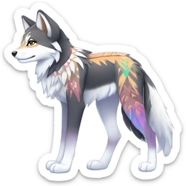Fionbri-Falvie-sparkle-greywolf-sona with shiny colorful tribal markings full body sticker