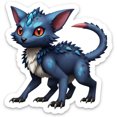 Dark edgy exotic anthropomorphic painted Fakémon-Pokémon-Trico-Vernid-creature sticker