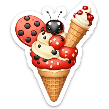 Ladybug eating ice cream sticker