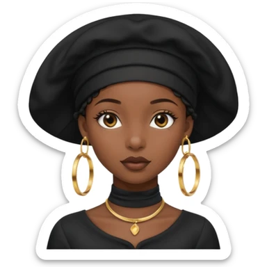 Black girl with black bonnet and black top on sticker