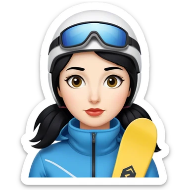 Ski woman downhill black hair sticker