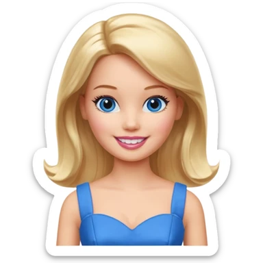 barbie girl dress blue color, half body sticker