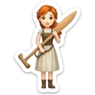 Femme rousse, avec une hache de bûcheron sticker