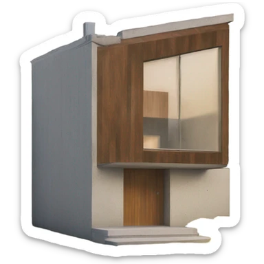 Small modern house made from concrete and wooden  sticker
