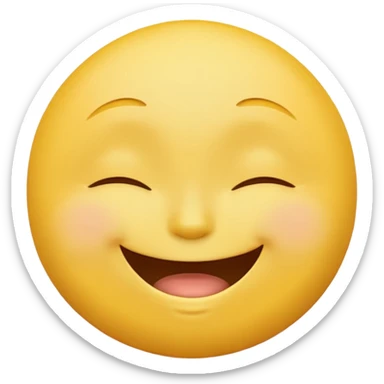 Emoji, yellow round laughing face, closed eyes sticker