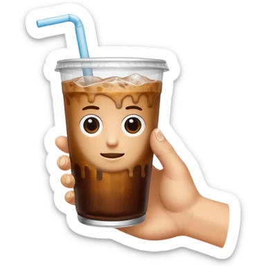 a white hand holding an iced coffee but just the hand and the cup sticker