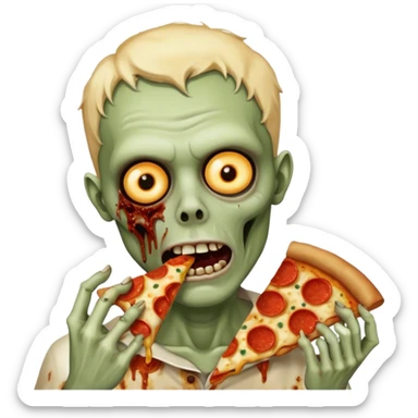 zombie eating pizza slice sticker