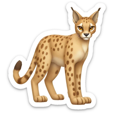 Beige Lynx-Caracal-Fakemon-hybrid with orange points with spots, brown toes, and short tail, full body sticker