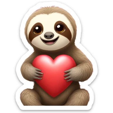 Sloth holding heart sticker