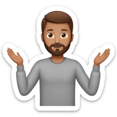 A man with brown hair and beard with his arms out straight waiting for a hug sticker