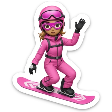 A snowboarder girl in a pink kosume full body sticker