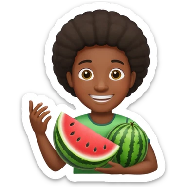 black person holding a watermelon  sticker