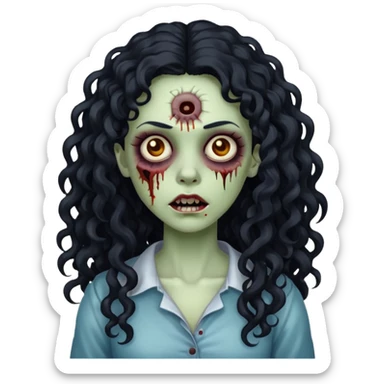 uma mulher zumbi de cabelo cacheado preto longo sticker