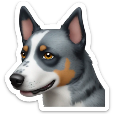 Blue heeler with one spot on the eye and mas in the other sticker