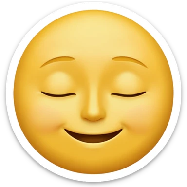 yellow face emoji, smiling while sleeping, closed eyes, peaceful expression, classic emoji style sticker