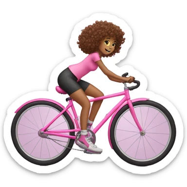 girlwith curly hair riding pink bike sticker