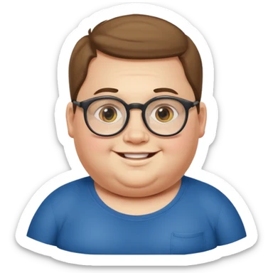 obese boy with spectacles sticker