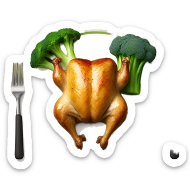 Roasted chicken and broccoli on a plate sticker