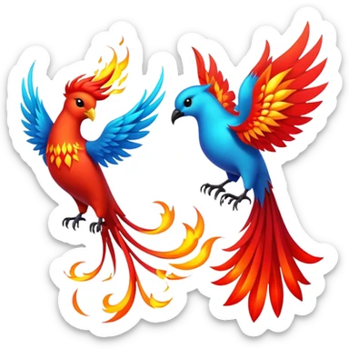 Flower and firebird and strong  sticker