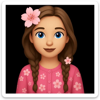 Make the cardigan pink with buttons and add a cherry blossom (🌸) theme, keeping the rest of the image the same sticker