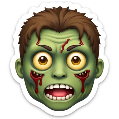 Faça um emoji de zumbi, estilo IOS, um zumbi com cabelo loiro escuro bagunçado e olhos escuros sticker