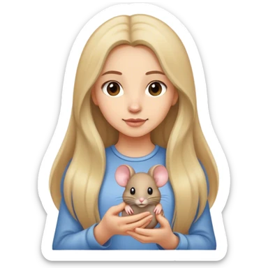 Girl with long hair and mouse sticker