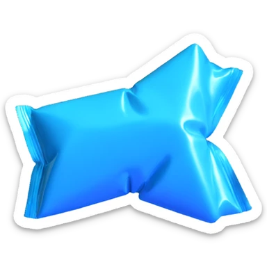 glowing blue candy with shiny wrapper reminiscent of Pokémon Rare Candy sticker