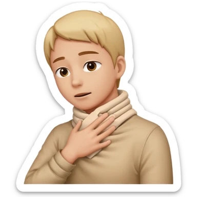 Person grabbing thier neck with their hands crossing them wrapping them around thier neck  sticker