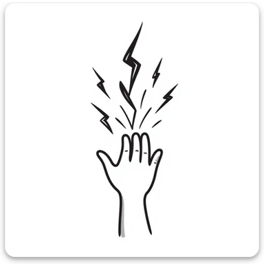 black lightning in hand-drawn black and white doodle style sticker