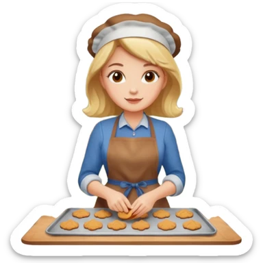 Woman baking fall cookies fall scenery sticker