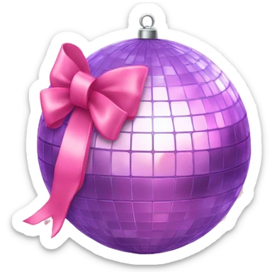 disco ball with a pink bow on top  sticker
