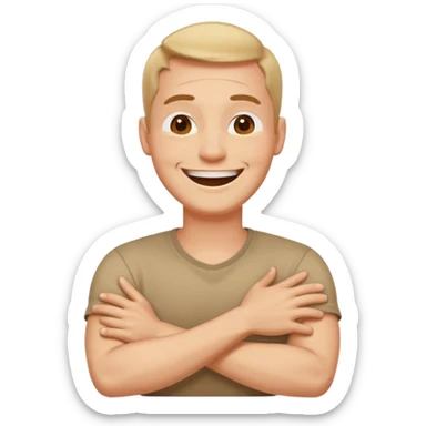 Arms crossed holding neck laughing guy sticker