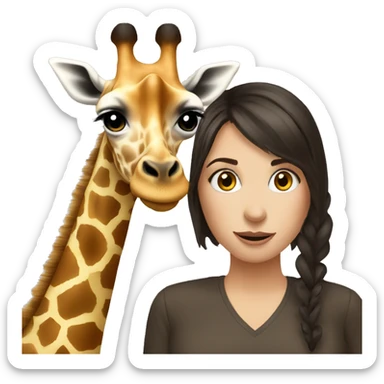 Giraffe and brunette girl  sticker