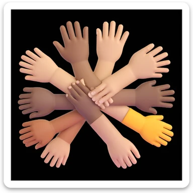Black Lives Matter diverse hands together equality emoji style no text sticker