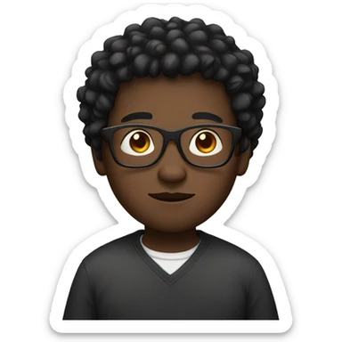 Black, boy, glasses, overweight sticker
