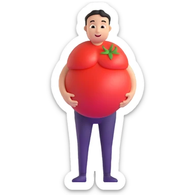 pregnant man with tomato belly sticker